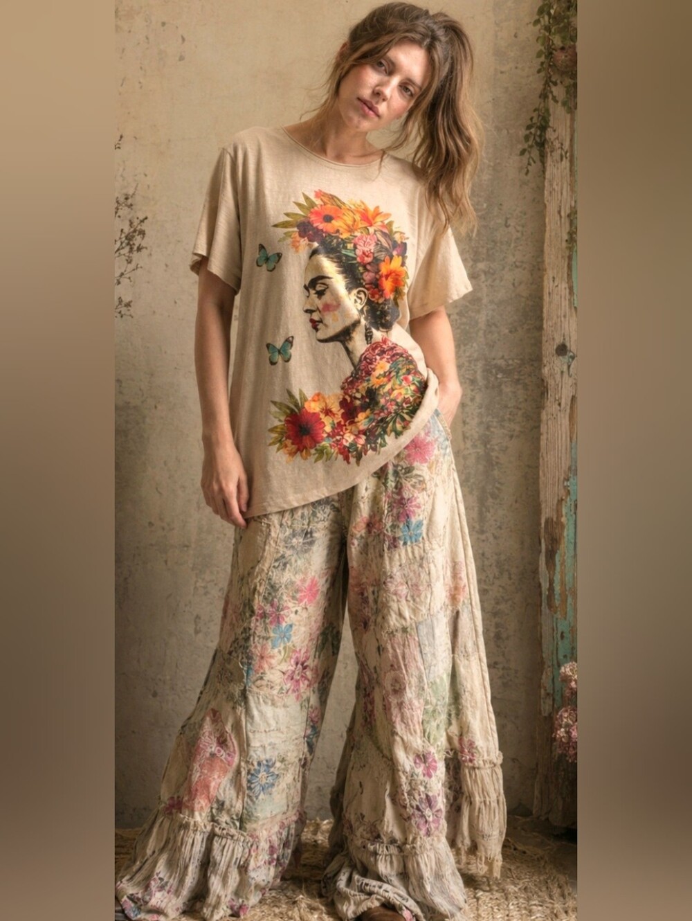 Magnolia Look bohemian Frida Tunic Boho T-shirt Free Style Cotton Top L NWT